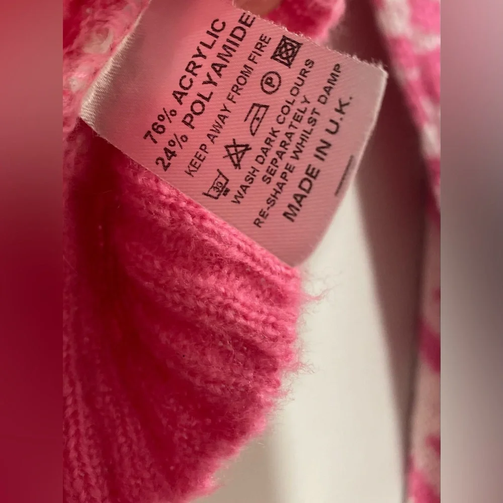NastyGal Got Knit Right Barbiecore Pink & White Houndstooth Cropped Cardigan - S - Picture 13 of 17